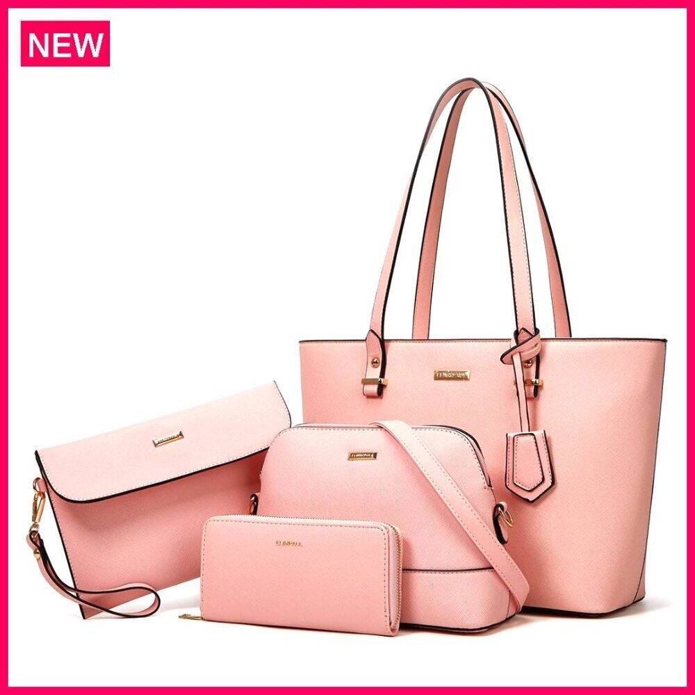 4-Piece Handbag Set with Tote, Messenger Bag, Wallet, and Card Holder